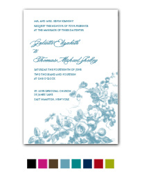 Antique Blossoms Wedding Invitation in Bright White