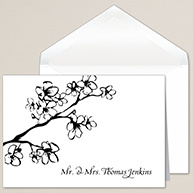 Cherry Blossoms Thank You Note in Bright White