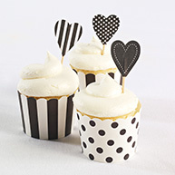 Cupcake Toppers (pack of 25)-Black Hearts