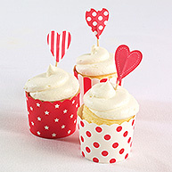 Cupcake Toppers (pack of 25)-Red Hearts
