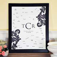 Damask Monogram Canvas Signature Guest Book