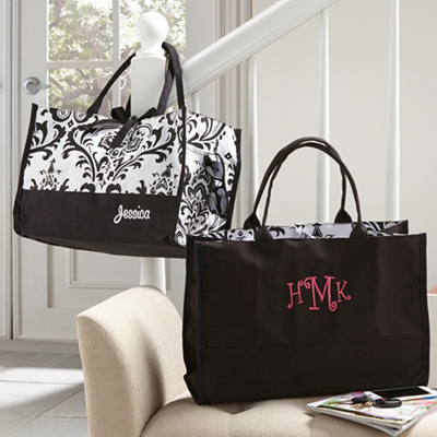 Personalized Damask Bridesmaid Totes