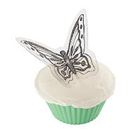 Elegant Butterfly Cake Picks in Silver