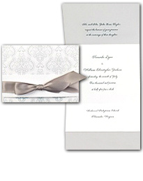 Elegant Damask Wedding Invitation in Bright White