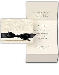 Elegant Damask Wedding Invitation in Ecru