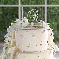 Elegant Initial Acrylic Square Cake Top