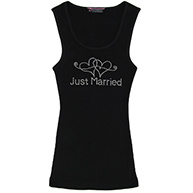 Exclusive Twin Hearts Rhinestone Just Married Tank Top