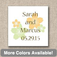 Hibiscus Design Wedding Favor Tags