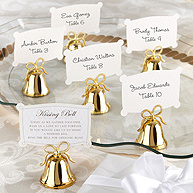 Gold "Kissing Bells" Place Card Holder