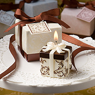 Ivory and Brown Gift Box Candle