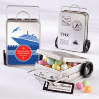 Miles of Memories Suitcase Favor Tins with Personalized Labels (Set of 12)
