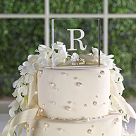 Modern Initial Acrylic Square Cake Top