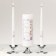 Modern Purple Flower Unity Candle Set