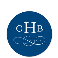 Monogram Swirl Round Label
