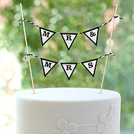 Mr. & Mrs. Flag Banner Cake Top