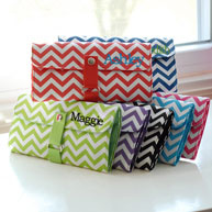 Personalized Chevron Makeup Roll Brush Set