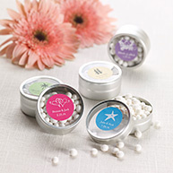 Personalized Round Wedding Favor Tin- Set of 24