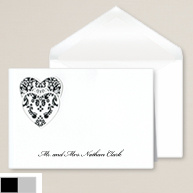 Romantic Damask Thank You Note