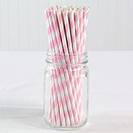 Vintage Paper Straws (pack of 50)- Pink