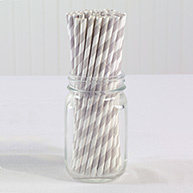 Vintage Paper Straws (pack of 50)-Silver