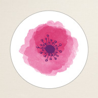 Watercolor Poppy Round Label