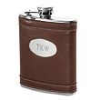 Engraved Brown Leather Flask for Groomsmen