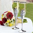 Twin Hearts Toasting Flutes