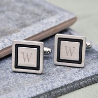 Black Border Cuff Links for Groomsmen