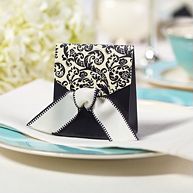 Black and Ivory Flourish Wedding Favor Boxes