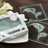 Calla Lilies Frosted Glass Coasters Wedding Favor