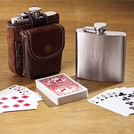 Engraved Flask and Poker Cards for Groomsmen