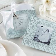"Fleur-de-Lis" Frosted-Glass Photo Coaster Wedding Favors