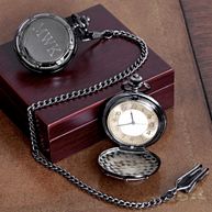 Engraved Gunmetal Pocketwatch for Father of the Bride