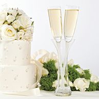 Hand Blown Glass Wedding Flutes and Wedding Vase