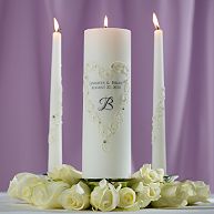Lace and Crystals Wedding Unity Candle