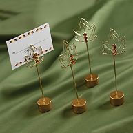 Leaf-Design Wedding Place Card Holder with Place Card