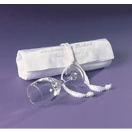 Jewish Wedding Glass and Satin Bag