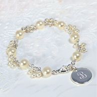 Personalized Pearl Cluster Charm Bracelet for Bridesmaids