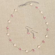 Pearl and Crystal Necklace and Earring Jewelry Set