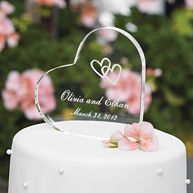Personalized Acrylic Heart Cake Top