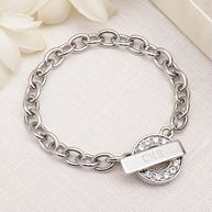 Personalized Rhinestone Toggle Bracelet for Bridesmaids