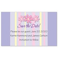 Floral and Stripes Save-The-Date Wedding Magnet