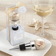 Seaside Sand and Shell-Filled Bottle Stopper Wedding Favor