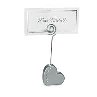 Silver Heart-Shaped Place Card Holder with Crystals
