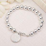 Silver-plated Personalized Bead Charm Bracelet for Bridesmaids