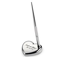 Personalized Silver Plated Heart-Shaped Pen Stand Wedding Favor
