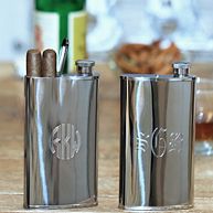 Stainless Steel Flask and Cigar Holder