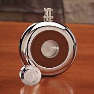 Stainless Steel and Leather Groomsmen Flask
