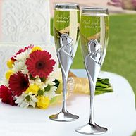 Twin Hearts Toasting Flutes